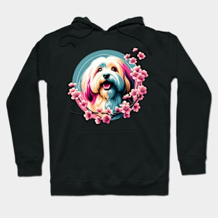 Joyful Havanese Encircled by Spring Cherry Blossoms Hoodie